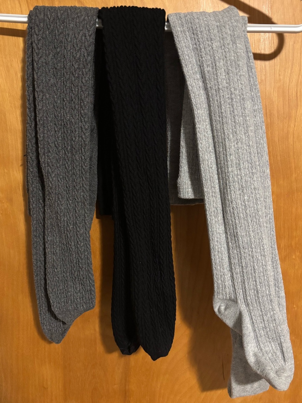 Tights Bundle - Woven Cable Knit Styled Dark & Light Gray Black Kids Tights
